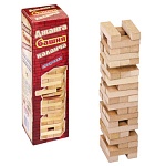 Игра настольная " Задира " Джанга Башня каланча большая, состав: 54 блока, картонная упаковка 38*25см