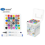 Набор маркеров для скетчинга " Basir "  36цв двухсторонние, 1,0-7,0мм, пулевидный/скошенный, трёхгранный корпус, в пластиковом боксе