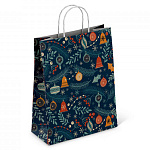 Пакет Новогодний бумажный " ПЗБМ " 35*26*15см Игрушки, крученые ручки