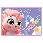 Папка " Пчелка " А4-291 (325*230*55мм) молния сверху Веселый единорог, печать на картоне