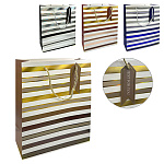 Пакет бумажный " KWELT " 26*32*10см Horizontal lines, ассорти (без возможности выбора дизайна), ламинированный, галография