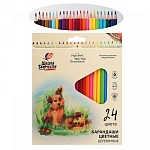 Карандаши цветные деревянные Школа Творчества 24цв " Луч " трехгранные, картонная упаковка, европодвес