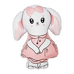 Шар фольгированный фигурный 32"/81 см Зайка в платье розовом