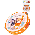 Бубен " Рыжий кот " маленький Музыкальные друзья, размер изделия: диаметр - 9,5см