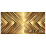 Конверт для денег " Мир открыток " 2-16 С уважением! Золотые узоры, 168*83мм, блестки, рельеф