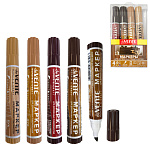 Маркер для деревянных поверхностей " deVente " Repair & Craft 1-5мм скошенный наконечник, 4цв (бук, дуб, красное дерево, орех), пластиковая упаковка, европодвес