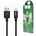 Кабель сетевой USB - micro USB " Hoco " X14 Time speed черный, круглый, 1м, 2А, ткань