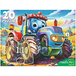 Пазлы " Рыжий кот " Макси. 20элементов Трактор в поле 30*21,5см, картонная упаковка 18,7*13,1*4,2см