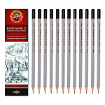 Карандаш ч/гр " Koh-i-Noor " Hardtmuth 3H шестигранный, деревянный, цвет корпуса - серый, заточенный, картонная упаковка