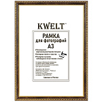 Фоторамка " KWELT " пластиковая 30*40см серия 9 темный орех, АКРИЛОВОЕ стекло, ширина багета - 16мм, золото