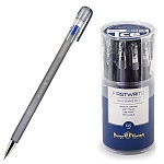 Ручка шариковая " Bruno Visconti " FirstWrite Ice, синяя 0,5мм, толщина письма 0,4мм, пластиковый корпус, покрытие soft-touch, цвет корпуса - серый, металлический наконечник, колпачок с клипом, сменный стержень, пластиковый тубус