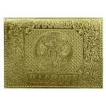 Обложка для паспорта " Имидж " Герб золотой металлик, натуральная кожа, тиснение блинтовое