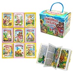 Комплект книжек-крошка " Антураж " 9шт 110*82мм 8стр Любимые сказки, (Два весёлых гуся, Заячья избушка, Колобок, Кошкин дом, Курочка Ряба, Мишка косолапый, Репка, Теремок, Три медведя), обложка - мелованный картон, в картонном чемоданчике