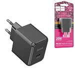 Блок питания сетевой " Hoco " CS13A Ocean черный, 2,1А, PD, QC, FCP, AFC, 20Вт, Type-C (кабель в комплект не входит)