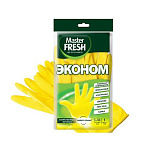 Перчатки многоразовые латексные " Master Fresh ", хлопчатобумажное напыление, L/XL, желтые