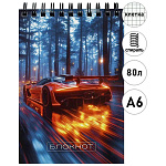 Блокнот МАЛЫЙ ФОРМАТ А6 спираль сверху 80л " Феникс " Красный болид, клетка, обложка - мелованный картон, слошной глянцевый УФ-лак, белый офсет