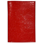 Обложка для паспорта " Имидж " Флаверс, красная, натуральная лакированная кожа, сплошное тиснение