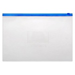 Папка на молнии " KWELT " А4 Zip Синяя, пластиковая 0,15мм, карман для визитки, однотонная