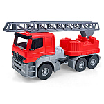 Машинка " Лена " Пожарная машина Мерседес Axor 3-х осный, пластик