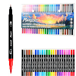 Набор аквамаркеров " Mazari " Maestro 24 цвета двусторонние, кистевидный/капиллярный наконечник, акварельные, ПВХ упаковка, европодвес