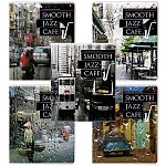 Тетрадь А5 48л " Альт " Jazz cafe, клетка, блок- офсет 70г/м2, на скобе, обложка- мелованный картон, гибридный УФ-лак, тиснение серебряной фольгой, скругленные углы, 5 дизайнов