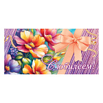 Конверт для денег " Мир открыток " 2-16 С Юбилеем! Яркие цветы, бант, 168*83мм, рельеф, блестки