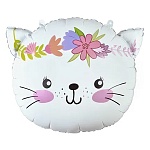 Шар фольгированный фигурный 23"/58 см Кошечка голова