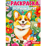 Раскраска " Умка " A4 8л Первая раскраска. Верный друг, обложка- мелованная бумага, офсет, на скобе, 210*290мм