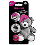 Набор значков " Феникс " Звери в шапочках, 2шт d=3,7см, 1шт d=2,5см, на булавке, металл/пластик, пакет, европодвес