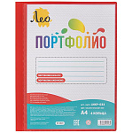 Папка-портфолио " Лео " А4 на кольцах Учись, красная, карман на лицевой стороне, непрозрачная, пластик 700мкм