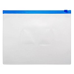 Папка на молнии " KWELT " МАЛЫЙ ФОРМАТ А5 Zip Синяя, пластиковая 0,15мм, карман для визитки, однотонная