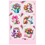 Наклейка " Мир открыток " 0-11 А6 Единорог, цветы