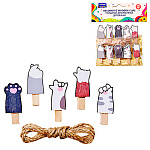 Прищепки декоративные " Mazari " Лапки деревянные 10шт 3,5*0,7мм, пакет, европодвес