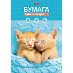 Акварельная бумага " Hatber " А4 20л Пушистая радость, тиснение, плотность- 200г/м2, в папке