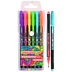 Набор гелевых ручек " deVente " Neon Black флуоресцентный неоновый 6цв, 0,1мм, черный корпус с цветными полосами, ПВХ, европодвес