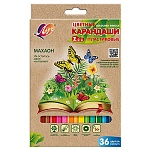 Карандаши цветные пластиковые Zoo 36цв " Луч " шестигранные, картонная упаковка, европодвес