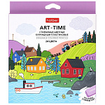 Карандаши цветные пластиковые Art-Time 24цв " Hatber " трехгранные, картонная упаковка, европодвес