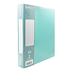 Папка 2 кольца " KWELT " А4 40мм Premium Pastel мята, пластик 0,7мм, бумажная вставка во внешний кармашек, внутренний карман, индивидуальный штрихкод