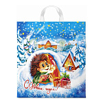 Пакет Новогодний ПЭ " Интерпак " с петлевой ручкой ПНД, 38*42см 40мкм Морозное утро