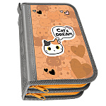 Пенал " Пчелка " ПО-05 2 отделения 120*190*50мм, откидная планка, Кошачьи мечты, ламинированный картон