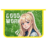 Папка " Пчелка " А4-291 (325*230*55мм) молния сверху Милая блондинка, печать на картоне