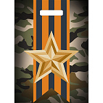 Пакет ПЭ " Миленд " с вырубной ручкой ПВД, 31*40см 60мкм 9 Мая- Отвага