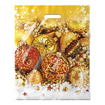 Пакет Новогодний ПЭ " Интерпак " с вырубной ручкой ПВД, 40*50см 80мкм Ёлочный наряд