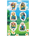 Наклейка " Мир открыток " 0-11 А6 Девочки с букетами