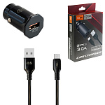 Зарядное устройство автомобильное " FaisON " A-20 Edge черное, 3,0А, QC3.0, USB, пластик, кабель micro USB, 1м