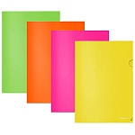 Папка-уголок " Erich Krause " А4 Glossy Neon ассорти, пластик 0,18мм, полупрозрачная