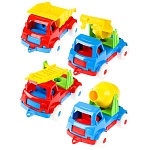 Набор машинок " Рыжий кот " №6 4в1 12*6,5*5см Самосвал+пожарная+кран бетономешалка, пластик, пакет
