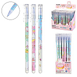 Ручка пиши-стирай " Mazari " Donut rabbit гелевая 0,38мм синяя, игольчатый пишущий узел, термочуствительные чернила, пластиковый цветной корпус, сменный стержень 130мм, 3 дизайна, пластиковая упаковка