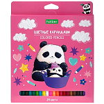 Карандаши цветные деревянные ECO Плюшевые панды 24цв " Hatber " шестигранные, картонная упаковка, европодвес