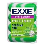 Крем-мыло косметическое 75гр " Exxe " Зеленый чай, зеленое полосатое, 4шт в упаковке